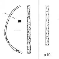 BRC-4210 - Bracelet rubanébronzeBracelet rubané orné de groupes d'incisions pour former un zigzag dressé.