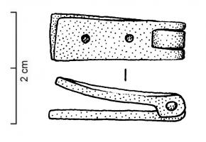 CHA-4020 - CharnièrebronzePetite charnière composée de deux pattes rectangulaires percées d'un ou de deux trous de fixation chacune.