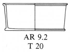 CPE-4064 - Coupe AR 9.2verreCoupelle cylindrique moulée, à fond plat, paroi verticale, simplement pourvue d'un bourrelet en haut et en bas de la paroi.