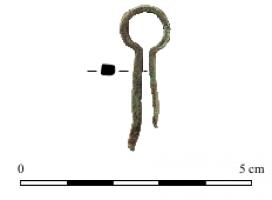 CRP-4016 - CramponbronzePetit crampon à double fiche et tête en anneau. Formé à partir d'une seule tige de bronze par enroulement, section carré, rectangulaire ou arrondie.