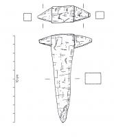 ECL-3010 - Tas à cornes pyramidales symétriquesferTas comportant deux courtes cornes symétriques de section pyramidale et une queue massive de section quadrangulaire.