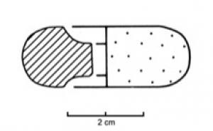 FUS-2007 - Fusaïole de forme arrondie, aplatie.terre cuiteFusaïole de forme arrondie, aplatie, faces supérieure et inférieure concaves, inornée.
