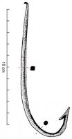 HAM-1002 - Hameçon à anneaubronzeHameçon à tige de section quadrangulaire, torique vers la pointe et aplatie au sommet pour former un anneau de suspension ; pointe munie d'un ardillon.