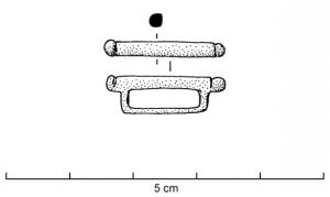 JHA-4020 - Passant de harnaisbronzeSimple barrette lisse, limitée par deux boutons et équipée au revers d'un passant rectangulaire.