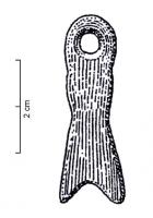 PDQ-1068 - PendeloquebronzePendeloque au corps allongé, à extrémité bifide; bélière non débordante.