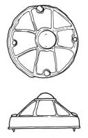 PLB-5142 - Plaque-boucle articuléebronzePlaque circulaire, de profil conique, ornée de cloisonnés autour d'un cabochon central.