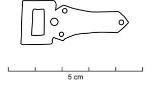 PLB-5679 - Petite plaque-boucle rigidecuivrePlaque-boucle triangulaire avec une boucle non articulée sub-triangulaire.