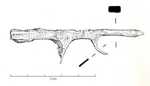 PNS-7001 - Pêne à deux barbesferPièce mobile de la serrure, constituée d'une tige droite de section rectangulaire comportant deux dents en partie centrale. 