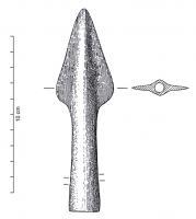 PTL-1032 - Pointe de lance à douille longue: type de Lüneburg IbronzePointe de lance à lame subtriangulaire courte et à longue douille.