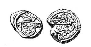 SCL-9020 - Sceau de douane : Lyon, Henri IVplombTPQ : 1589 - TAQ : 1610Sceau à double face ; d'un côté, armes de France dans un écu surmonté d'une couronne, de part et d'autre H / H ; de l'autre, armes de Lyon dans un écu aux côtés échancrés.
