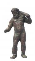 STE-4079 - Statuette : Héraklès - Hercule à la massue sur l'épaule gauchebronzeHéraklès nu, la massue posée sur l'épaule gauche, la tête tournée vers la main droite tendue vers l'avant.
