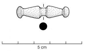 ACE-4036 - Bouton de ceinture
bronze
Bouton constitué de deux parties symétriques, allongées et terminées par des boutons plats, séparées par un cylindre lisse et plus étroit.