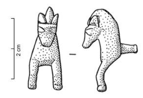 ACE-4043 - Applique de ceinture : cheval
bronze
Applique de ceinture moulée figurant une tête de cheval, son poitrail et les pattes antérieures, pourvu d'un tenon à l'arrière.