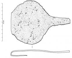 AGC-1007 - Agrafe de ceinture type Unterhaching
bronze
Agrafe lisse, à corps renflé avec deux crochets plats repliés au revers (dim. 68 à 107mm); parfois deux perforations sur la partie la plus large.