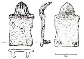 AGH-4008 - Agrafe de harnais
bronze
Agrafe dont la plaque antérieure, de forme rectangulaire très trapue, est munie de rivets de fixation.