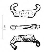 AGR-5007 - Agrafe à double crochet à corps rectangulaire plat avec ocelles type 2.A.5
bronze
Agrafe dont le corps rectangulaire plat est décoré d'ocelles, plus ou moins régulièrement disposés.