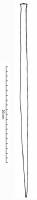 AIP-4001 - Aiguille de tailleur de pierre
fer
Longue broche ou aiguille à tête sub-circulaire présentant des traces de percussions directes, tige de section ronde se terminant par une pointe épaisse