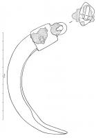 AML-4022 - Pendant à défenses de suidé
dent, bronze
Pendant constitué de deux canines inférieuses de suidé (porc ou sanglier), reliée par une double douille surmontée d'un anneau afin de former un croissant.