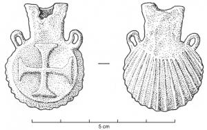 APL-9012 - Ampoule de pèlerinage
plomb
Ampoule coulée en plomb, avec deux anses en