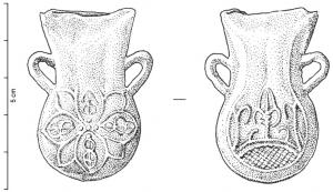 APL-9016 - Ampoule de pèlerinage
plomb
Ampoule coulée en plomb, avec deux anses en