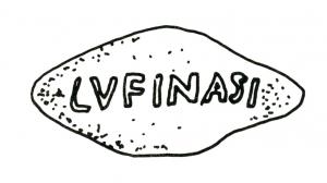 BAL-3006 - Balle de fronde : LVFINASI
plomb
Balle de fronde coulée dans un moule, inscription en relief : LVFINASI