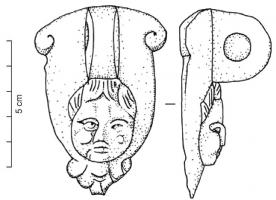 BAS-4036 - Bassin
bronze
Bassin (?) pourvu d'une anse mobile jouant librement dans les encoches supérieures d'une attache fixée par brasure, et figurant une palmette.