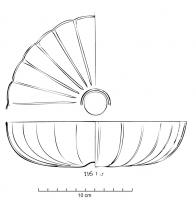 BAS-4068 - Bassin côtelé
argent
Bassin à panse côtelée, à bord oblique et ombilic central.