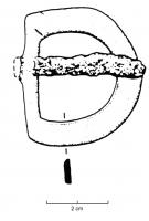 BCC-4001 - Boucle de ceinture
bronze, fer
Simple boucle en D, plate, coulée ; l'ardillon est en fer.