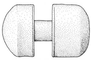 BOB-4001 - Bobine
bois
Bobine en bois tourné (généralement du buis), d'un seul tenant, avec une partie cylindrique étroite entre deux boutons larges et plus ou moins épais.