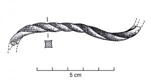 BRC-1024 - Fragment de bracelet torsadé
bronze
Fragment de bracelet torsadé, obtenu par torsion.