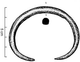 BRC-1079 - Bracelet ouvert à extrémités amincies
bronze
Bracelet ouvert à tige massive de section ovalo-quadrangulaire (quadrangulaire à dos bombé et angles abattus), à extrémités amincies ou pointues, inorné.