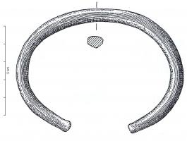 BRC-1114 - Bracelet ouvert, à tige massive et sans tampons 
bronze
Bracelet ouvert, à tige massive, inorné, de section ovalo-triangulaire (face interne anguleuse, face externe convexe), avec ou sans méplats latéraux; les extrémités peuvent être droites ou légèrement épaissies.
