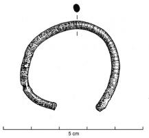 BRC-4032 - Bracelet ouvert
bronze
TPQ : 1 - TAQ : 300
Bracelet ouvert de section épaisse (ronde ou ovale), décor d'incisions transversales sur le jonc; extrémités droites, non individualsées.