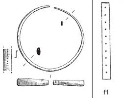 BRC-4225 - Bracelet
bronze
TPQ : -30 - TAQ : 500
Bracelet ouvert rubané ou à section en D s'élargissant vers le centre orné d'un motif continu de points.
