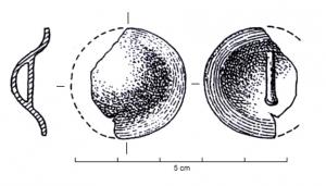 BTN-1010 - Bouton à barre transversale
bronze
Bouton en calotte inornée avec le pourtour rebroussé; barre transversale à l'intérieur servant de bélière.