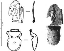 BTS-3005 - Boîte à sceau en forme de bourse
bronze
Boîte à sceau en bronze, en forme de bourse ; couvercle orné d'un relief exécuté au repoussé et/ou par estampage ; fond bombé percé de trois trous. Le couvercle porte une représentation estampée : Mercure.