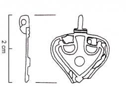 BTS-4211 - Boîte à sceau en forme de goutte
bronze
TPQ : 150 - TAQ : 300
Boîte à sceau en forme de goutte, ou foliacée, avec un couvercle large, creusé de plusieurs loge d'émail qui dessinent un décor symétrique.