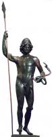 CDL-4003 - Candélabre : Mars
bronze
Statue grandeur nature : Mars nu, casqué, tenant un lampadaire et s'appuyant à droite sur une lance.