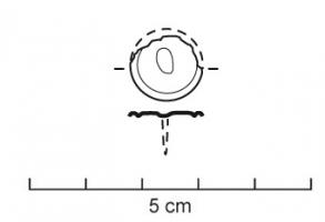 CLD-4033 - Clou décoratif
bronze
Clou décoratif en tôle de bronze, en forme de disque plat bordé par une couronne en relief, ou creuse au contraire ; la bordure peut parfois être dentelée et certains d'entre eux ont pu recevoir un décor estampé (en argent ?), brasé.
