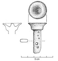 CLV-4006 - Clavette
bronze
Clavette constituée d'une tige plate, percée à une extrémité, l'autre étant évasée en forme de disque évasé et mouluré.