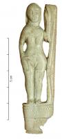 CNF-4080 - Canif : femme nue
fer, os
Canif dont le manche figure une femme nue, les pieds joints, la main droite le long du corps, la gauche élevée au niveau de la tête.