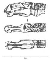 CNF-4081 - Canif : tête d'équidé
os
Canif dont le manche figure une tête d'équidé (cheval, mule ?).