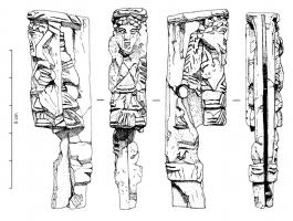 CNF-4083 - Canif : Diane chasseresse
fer, os
TPQ : 100 - TAQ : 250
Canif figurant la déesse debout, en chiton, avec arc et carquois.