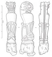 CNF-4091 - Canif : panthère
fer, os
Tête et poitrail d'une panthère (?) émergeant d'un fleuron végétal.