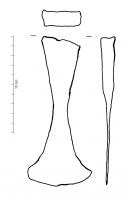 COP-4007 - Couteau à pied
fer
Outil composé d'un tranchant en queue d'aronde et d'un manche trapézoïdale de section quadrangulaire.