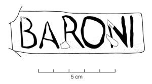 COV-4256 - Tuile estampillée BARONI
terre cuite
TPQ : -30 - TAQ : 200
Tuile estampillée BARONI.