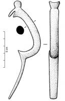 CPE-4005 - Coupe ansée
bronze
Ane à poucier, calée sur le bord d'une lèvre oblique, panse carénée : coupe à deux anses ?