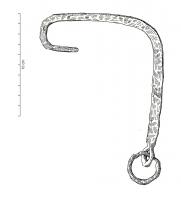 CPR-3002 - Clé à crochet
fer
Clé sans dent, dont la tige est coudée plusieurs fois à angle droit, une des deux extrémités se termine par un anneau de suspension.