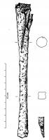 CSB-4011 - Ciseau à douille
fer
Ciseau à douille fine et allongée, lame de largeur constante, à peine évasée vers le tranchant, qui est droit. La section visible sur les exemplaires les mieux conservés peut être légèrement octogonale.