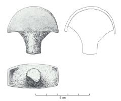 CVC-4009 - Clavette de moyeu de char
fer, bronze
Clavette à tête semi-circulaire, coulée sur une tige de fer.